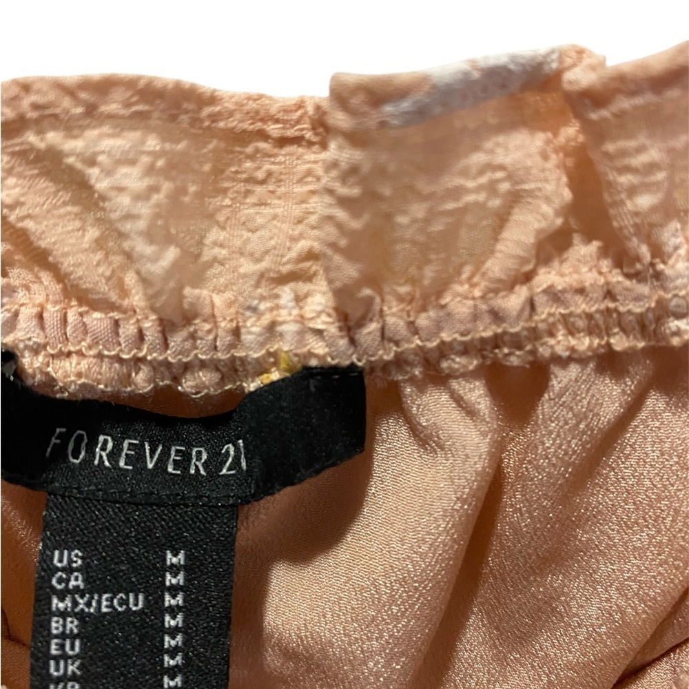 Forever 21 Smocked Ruffled Crop Top Tan Cream - Picture 2 of 3